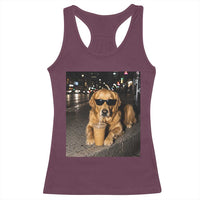 Funny Golden Retriever Iced Coffee Racerback Tank Top Grunge Silly Meme Graphic Funny Dog Lover