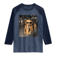 Funny Golden Retriever Iced Coffee Raglan Shirt Grunge Silly Meme Graphic Funny Dog Lover