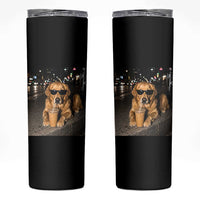 Funny Golden Retriever Iced Coffee Skinny Tumbler Grunge Silly Meme Graphic Funny Dog Lover