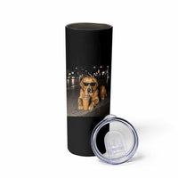 Funny Golden Retriever Iced Coffee Skinny Tumbler Grunge Silly Meme Graphic Funny Dog Lover