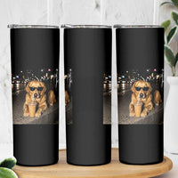Funny Golden Retriever Iced Coffee Skinny Tumbler Grunge Silly Meme Graphic Funny Dog Lover
