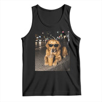 Funny Golden Retriever Iced Coffee Tank Top Grunge Silly Meme Graphic Funny Dog Lover