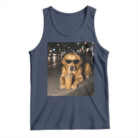 Funny Golden Retriever Iced Coffee Tank Top Grunge Silly Meme Graphic Funny Dog Lover