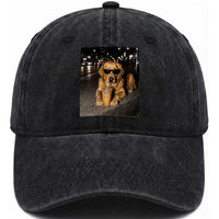 Funny Golden Retriever Iced Coffee Washed Cotton Baseball Cap Grunge Silly Meme Graphic Funny Dog Lover