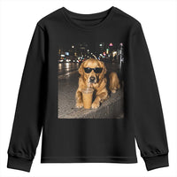 Funny Golden Retriever Iced Coffee Youth Sweatshirt Grunge Silly Meme Graphic Funny Dog Lover