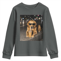 Funny Golden Retriever Iced Coffee Youth Sweatshirt Grunge Silly Meme Graphic Funny Dog Lover
