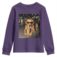 Funny Golden Retriever Iced Coffee Youth Sweatshirt Grunge Silly Meme Graphic Funny Dog Lover