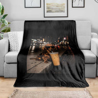 Dachshund Iced Coffee Throw Blanket Grunge Meme Graphic Funny Weiner Dog Lovers Dad