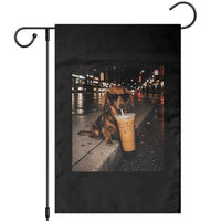 Dachshund Iced Coffee Garden Flag Grunge Meme Graphic Funny Weiner Dog Lovers Dad
