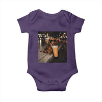 Dachshund Iced Coffee Baby Onesie Grunge Meme Graphic Funny Weiner Dog Lovers Dad