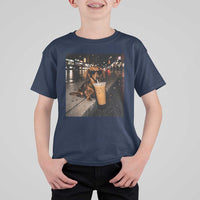 Dachshund Iced Coffee T Shirt For Kid Grunge Meme Graphic Funny Weiner Dog Lovers Dad