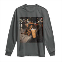 Dachshund Iced Coffee Long Sleeve Shirt Grunge Meme Graphic Funny Weiner Dog Lovers Dad