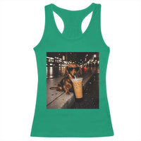 Dachshund Iced Coffee Racerback Tank Top Grunge Meme Graphic Funny Weiner Dog Lovers Dad