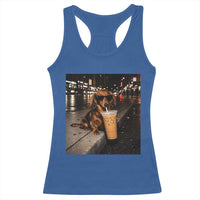 Dachshund Iced Coffee Racerback Tank Top Grunge Meme Graphic Funny Weiner Dog Lovers Dad