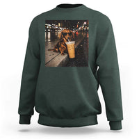 Dachshund Iced Coffee Sweatshirt Grunge Meme Graphic Funny Weiner Dog Lovers Dad