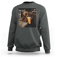 Dachshund Iced Coffee Sweatshirt Grunge Meme Graphic Funny Weiner Dog Lovers Dad
