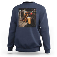 Dachshund Iced Coffee Sweatshirt Grunge Meme Graphic Funny Weiner Dog Lovers Dad