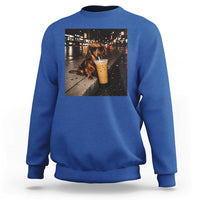 Dachshund Iced Coffee Sweatshirt Grunge Meme Graphic Funny Weiner Dog Lovers Dad