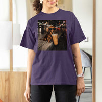Dachshund Iced Coffee T Shirt For Women Grunge Meme Graphic Funny Weiner Dog Lovers Dad
