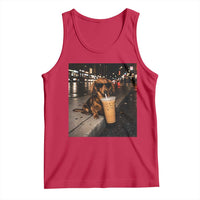 Dachshund Iced Coffee Tank Top Grunge Meme Graphic Funny Weiner Dog Lovers Dad