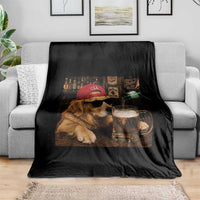 Funny Golden Retriever Drinking Beer Throw Blanket Silly Dog Meme Graphic Sarcastic Gift