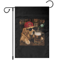 Funny Golden Retriever Drinking Beer Garden Flag Silly Dog Meme Graphic Sarcastic Gift