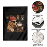 Funny Golden Retriever Drinking Beer Garden Flag Silly Dog Meme Graphic Sarcastic Gift