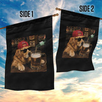 Funny Golden Retriever Drinking Beer Garden Flag Silly Dog Meme Graphic Sarcastic Gift