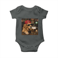 Funny Golden Retriever Drinking Beer Baby Onesie Silly Dog Meme Graphic Sarcastic Gift
