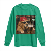 Funny Golden Retriever Drinking Beer Long Sleeve Shirt Silly Dog Meme Graphic Sarcastic Gift