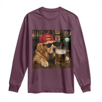 Funny Golden Retriever Drinking Beer Long Sleeve Shirt Silly Dog Meme Graphic Sarcastic Gift