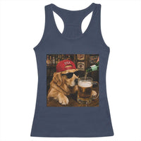 Funny Golden Retriever Drinking Beer Racerback Tank Top Silly Dog Meme Graphic Sarcastic Gift