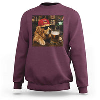 Funny Golden Retriever Drinking Beer Sweatshirt Silly Dog Meme Graphic Sarcastic Gift