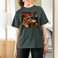 Funny Golden Retriever Drinking Beer T Shirt For Women Silly Dog Meme Graphic Sarcastic Gift