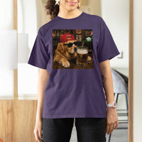 Funny Golden Retriever Drinking Beer T Shirt For Women Silly Dog Meme Graphic Sarcastic Gift