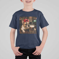 French Bulldog Drinking Beer T Shirt For Kid Silly Dog Meme Graphic Sarcastic Gift