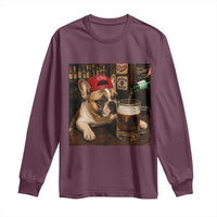 French Bulldog Drinking Beer Long Sleeve Shirt Silly Dog Meme Graphic Sarcastic Gift