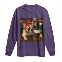 French Bulldog Drinking Beer Long Sleeve Shirt Silly Dog Meme Graphic Sarcastic Gift