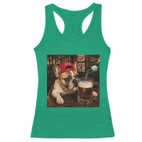 French Bulldog Drinking Beer Racerback Tank Top Silly Dog Meme Graphic Sarcastic Gift