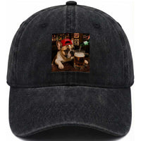 French Bulldog Drinking Beer Washed Cotton Baseball Cap Silly Dog Meme Graphic Sarcastic Gift