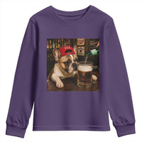 French Bulldog Drinking Beer Youth Sweatshirt Silly Dog Meme Graphic Sarcastic Gift