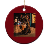 French Bulldog Iced Coffee Ceramic Ornament Grunge Frenchie Graphic Funny Dog Lover
