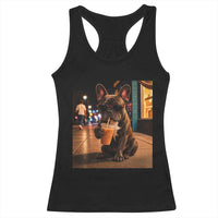 French Bulldog Iced Coffee Racerback Tank Top Grunge Frenchie Graphic Funny Dog Lover