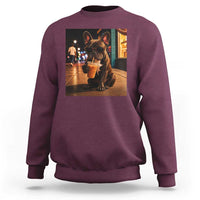 French Bulldog Iced Coffee Sweatshirt Grunge Frenchie Graphic Funny Dog Lover