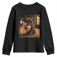 French Bulldog Iced Coffee Youth Sweatshirt Grunge Frenchie Graphic Funny Dog Lover