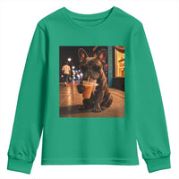 French Bulldog Iced Coffee Youth Sweatshirt Grunge Frenchie Graphic Funny Dog Lover