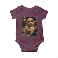 Goldendoodle Drinking Iced Coffee Baby Onesie Grunge Graphic Funny Dog Lover
