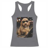 Goldendoodle Drinking Iced Coffee Racerback Tank Top Grunge Graphic Funny Dog Lover