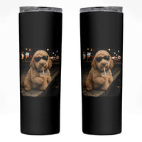 Goldendoodle Drinking Iced Coffee Skinny Tumbler Grunge Graphic Funny Dog Lover