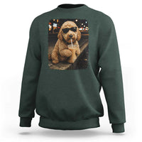 Goldendoodle Drinking Iced Coffee Sweatshirt Grunge Graphic Funny Dog Lover